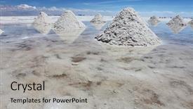  Presentation with lithium - PPT theme having lithium mining - piles of salt background and a light gray colored foreground