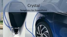  Presentation with electric vehicle - Presentation theme featuring lithium battery - electric vehicle being plugged background and a seafoam green colored foreground
