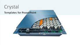  Presentation with electric car battery - Theme featuring lithium-battery-pack-module background and a light blue colored foreground