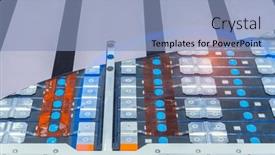  Presentation with electric car battery - Theme with lithium-battery-pack-module background and a light blue colored foreground