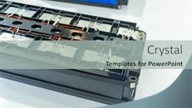  Presentation with electric car battery - PPT layouts featuring lithium-battery-pack-module background and a light gray colored foreground