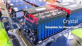  Presentation with electric car battery - Presentation consisting of lithium-battery-pack-module background and a  colored foreground