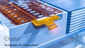  Presentation with electric car battery - Theme enhanced with lithium-battery-pack-module background and a light blue colored foreground