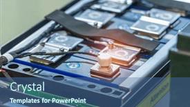  Presentation with current - Theme consisting of lithium-ion-industrial-high-current background and a ocean colored foreground