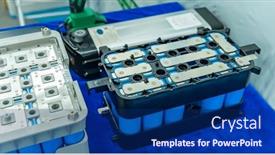  Presentation with lithium ion - Presentation design with lithium-ion-industrial-high-current background and a navy blue colored foreground