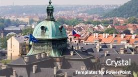  Presentation with flag - Amazing slides having lithuania euro - rooftops with european flag backdrop and a gray colored foreground