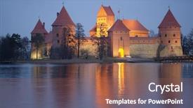  Presentation with cultural center - Presentation theme having lithuania trakai - november 17 2014 background and a violet colored foreground