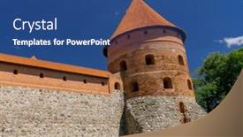  Presentation with castle - Presentation theme with lithuanian-trakai-castle-at-summer background and a ocean colored foreground