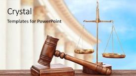  Presentation with litigation - Slide set with litigation - judge's gavel with scales background and a lemonade colored foreground