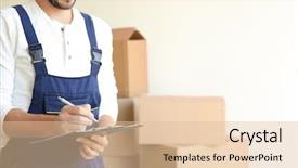  Presentation with to do list - Slide deck with liting backgroud - delivery man checking list background and a lemonade colored foreground