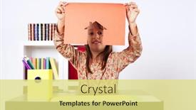  Presentation with paper cutting - Amazing theme having litle girl cutting a house on a red paper backdrop and a yellow colored foreground