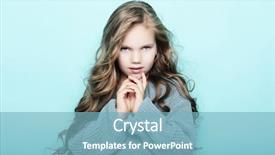  Presentation with long hair - Colorful presentation design enhanced with litle girl kid with long backdrop and a light blue colored foreground