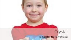  Presentation with play - Amazing PPT theme having litlle-boy-play-with-slime backdrop and a lemonade colored foreground