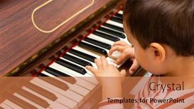  Presentation with piano - Colorful PPT theme enhanced with litlle-boy-playing-the-piano backdrop and a coral colored foreground