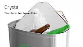  Presentation with bin - Colorful PPT theme enhanced with litter bin with garbage on white background backdrop and a white colored foreground