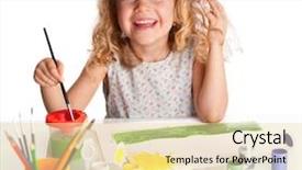  Presentation with paint - Presentation theme with littl child drawing paint isolated background and a lemonade colored foreground