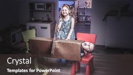  Presentation with magician - PPT theme consisting of little-3-year-old-girl background and a dark gray colored foreground