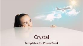  Presentation with airplane engine - Slides having little adorable girl looking background and a sky blue colored foreground