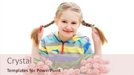  Presentation with love - PPT layouts having little adorable girl love her wonderful fresh flower bouquet isolated on a white background background and a lemonade colored foreground