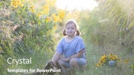  Presentation with colorful flower - Cool new slides with little-adorable-girl-sitting backdrop and a gray colored foreground