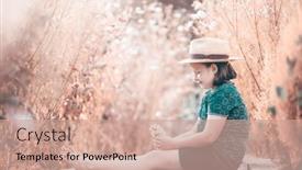  Presentation with colorful flower - Theme enhanced with little-adorable-girl-sitting background and a coral colored foreground