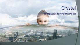  Presentation with city - Colorful PPT layouts enhanced with little adorable looking at city backdrop and a sky blue colored foreground