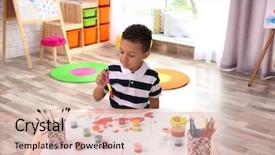  Presentation with african american - Cool new PPT theme with little african-american boy painting backdrop and a lemonade colored foreground