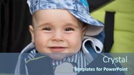  Presentation with mom baby - Audience pleasing presentation theme consisting of little and very beautiful baby boy sitting in the pram and waiting for mom backdrop and a ocean colored foreground
