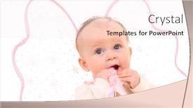  Presentation with angel baby - Theme featuring little angel 6 months little baby girl with pink wings background and a sky blue colored foreground