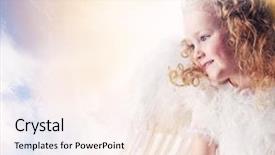  Presentation with sunny sky - Cool new presentation theme with little angel girl against sunny backdrop and a cream colored foreground