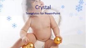  Presentation with snowflakes - Colorful presentation enhanced with little angel looking up at snowflakes backdrop and a sky blue colored foreground