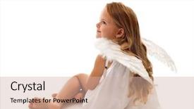  Presentation with angel wings - Cool new PPT layouts with little angel sitting - cute girl with long hair and white wings backdrop and a soft green colored foreground