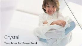  Presentation with glass - Beautiful slide set featuring little-arab-boy-on-glass backdrop and a light gray colored foreground
