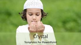  Presentation with arabic children - Audience pleasing slide set consisting of little arabic boy praying outdoor backdrop and a mint green colored foreground