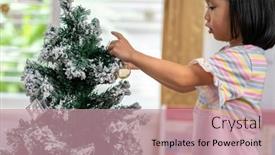  Presentation with ornament - Slides featuring little-asian-girl-decorating background and a coral colored foreground