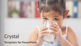  Presentation with drinking glass - Slides enhanced with little asian girl enjoy drinking background and a lemonade colored foreground