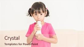  Presentation with little asian girl receiving vaccination - Beautiful theme featuring little asian girl sucking up backdrop and a lemonade colored foreground