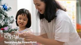  Presentation with living room family - Amazing slide deck having little-asian-girl-with-mom backdrop and a coral colored foreground