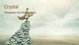  Presentation with book - Presentation having little aviator on 3d books background and a cream colored foreground