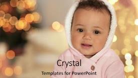  Presentation with baby christmas - Presentation design featuring little baby against blurred christmas background and a coral colored foreground