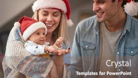  Presentation with baby celebration - Slide set featuring little-baby-and-parents background and a violet colored foreground