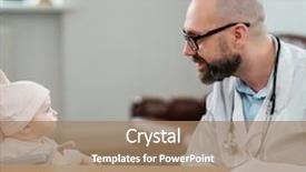  Presentation with pediatrician - PPT theme consisting of little baby at pediatrician practice background and a coral colored foreground