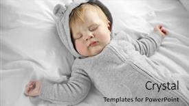  Presentation with sleeping baby - Colorful PPT theme enhanced with little baby boy in grey backdrop and a light gray colored foreground