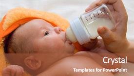  Presentation with baby bottle - Amazing PPT layouts having little baby boy lying backdrop and a red colored foreground
