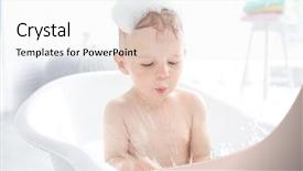 Presentation with shampoo - Slides having little baby boy washing background and a white colored foreground