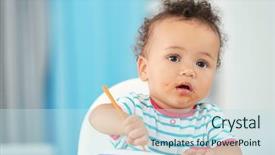  Presentation with preterm baby - Colorful presentation theme enhanced with little baby eating puree indoors backdrop and a sky blue colored foreground