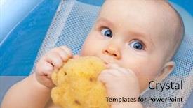  Presentation with baby girl announcement - Beautiful slides featuring little baby girl bathing backdrop and a coral colored foreground