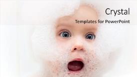  Presentation with baby girl - PPT theme consisting of chinese calligraphy - bilingual made in china words background and a gray colored foreground.