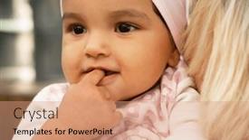  Presentation with childhood - PPT theme having little-baby-girl-in-summer background and a coral colored foreground