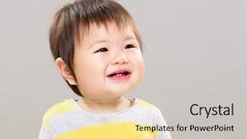  Presentation with baby girl - Presentation design with little baby girl laughing background and a lemonade colored foreground